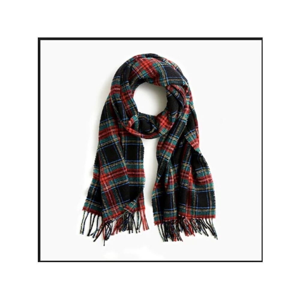 JCrew wool tartan scarf Plaid Made it Italy Italian